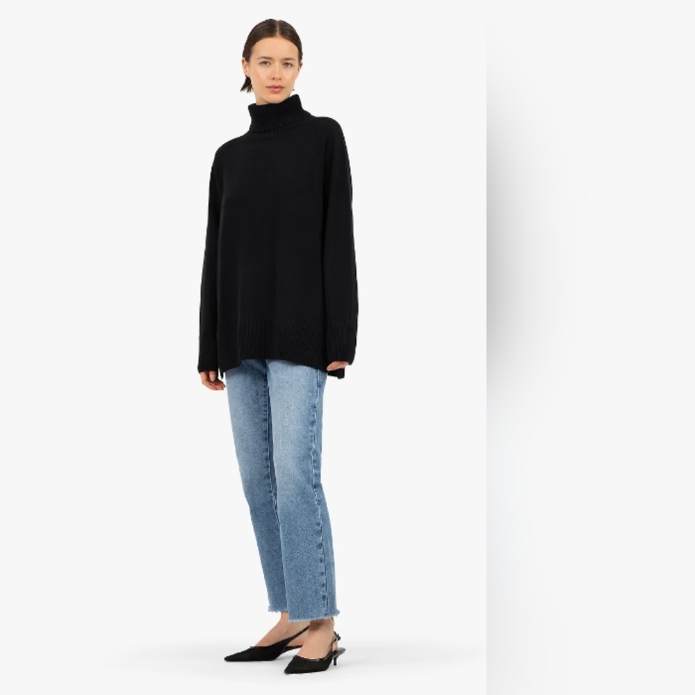 Gorgeous Naif Black Angora Wool Blend Roll Neck Boxy Oversized Sweater M